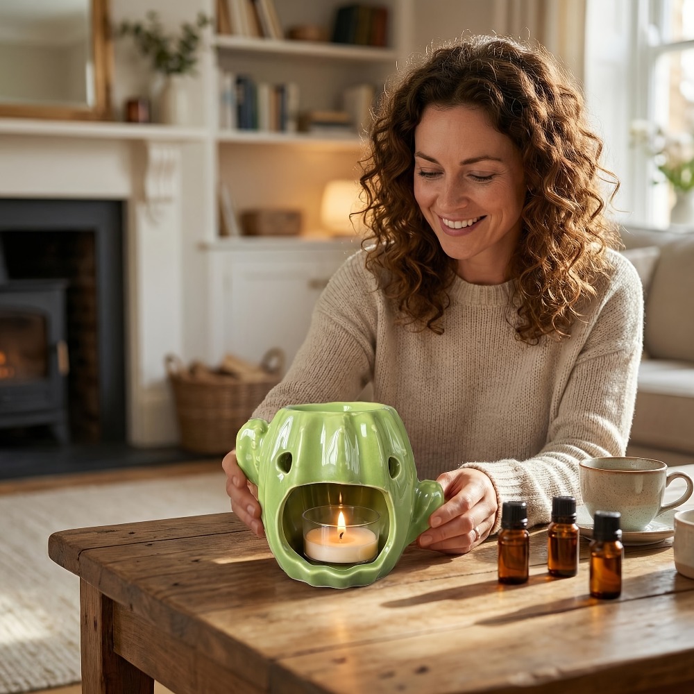 Wax Melt Burner - Керамическая аромалампа в форме кактуса, подставка