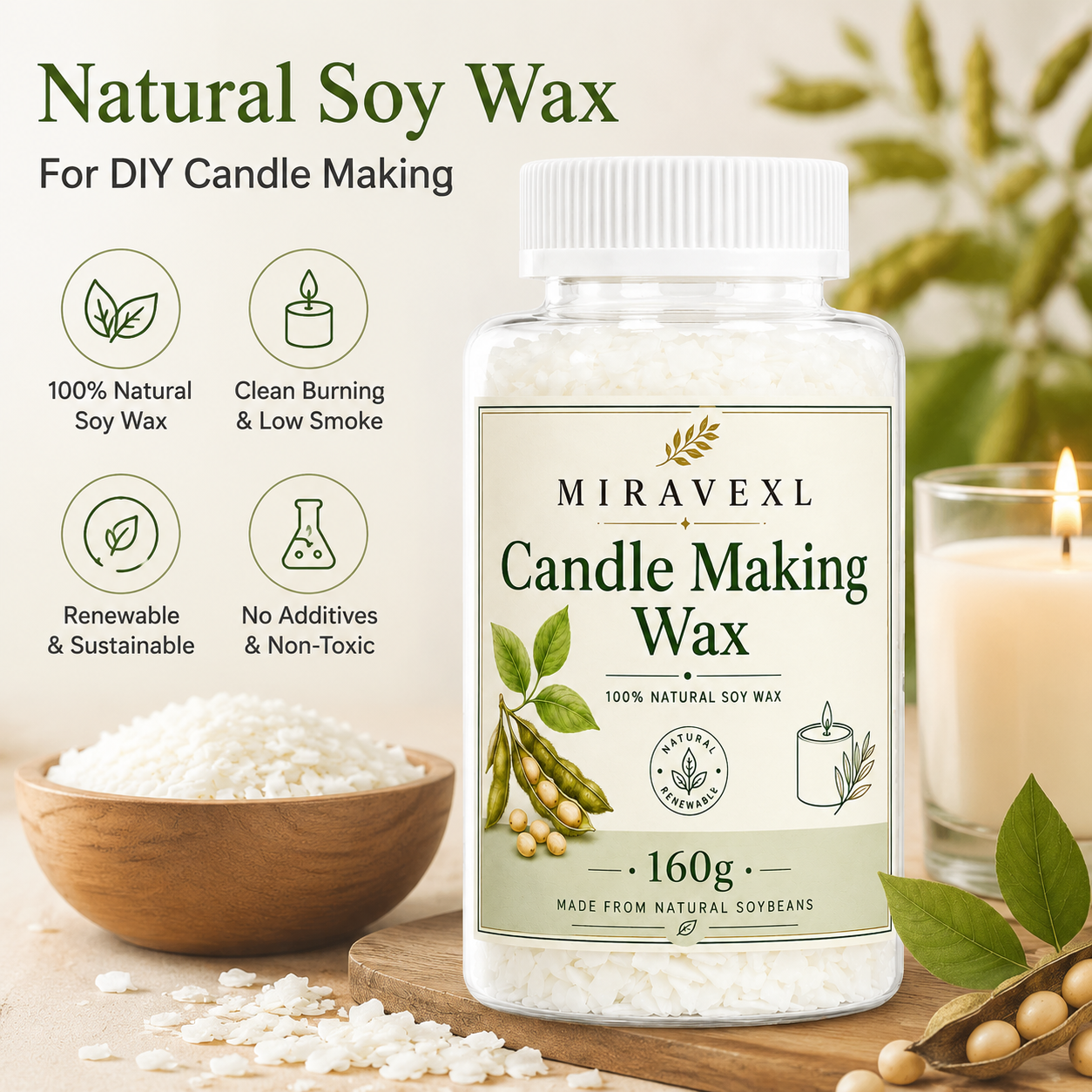 Соевый воск MIRAVEXL 160 г или – обзор и цена Soy Wax Flake