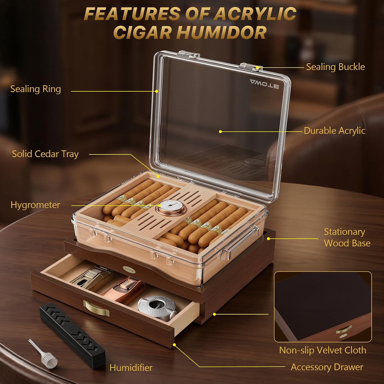 Акриловый хьюмидор для сигар,  – обзор и цена Home Fragrance Maple Walnut